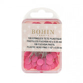 Bohin 26706B
 Plastic Head Pins 1-1/2in Pastel Fuchsia 100ct